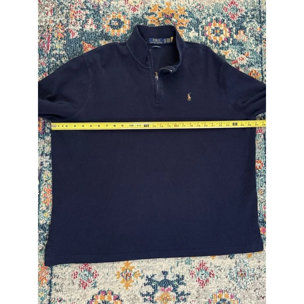 Polo Ralph Lauren‎ Men's Navy Blue Estate-Rib Quarter Zip Pullover XXL